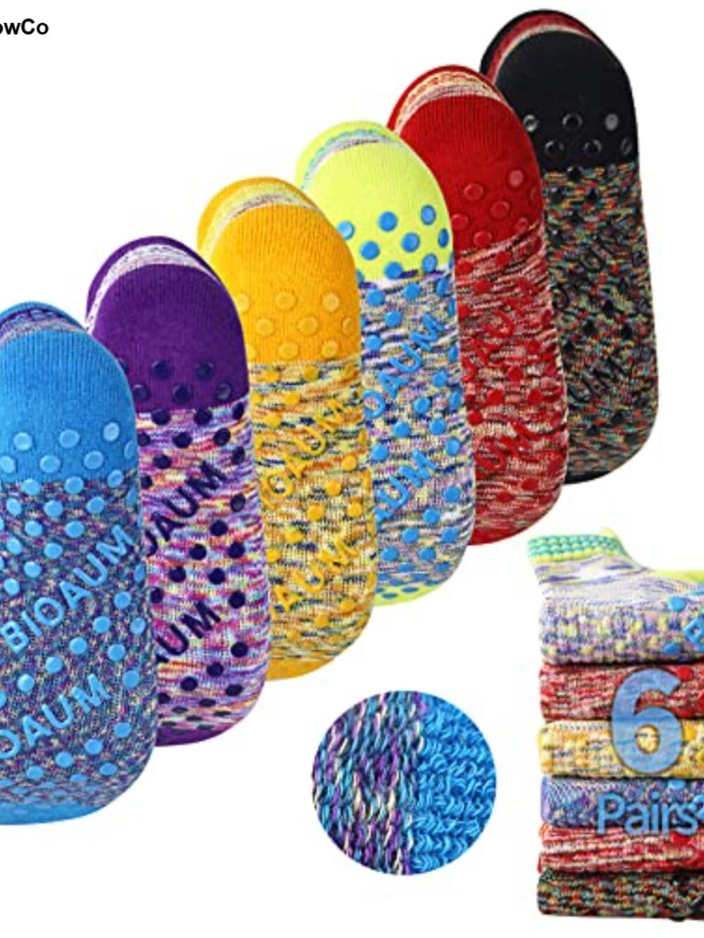 Non Slip Yoga Socks Cotton Grip 6 Pairs Pilates Barre Dance